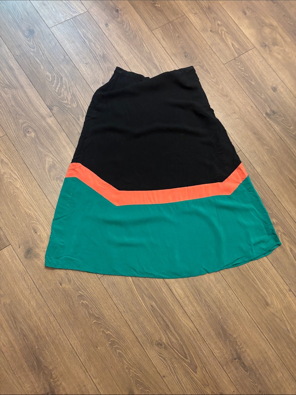 Black Maxi Skirt with Teal and Coral Colorblock - Picture 2 of 2